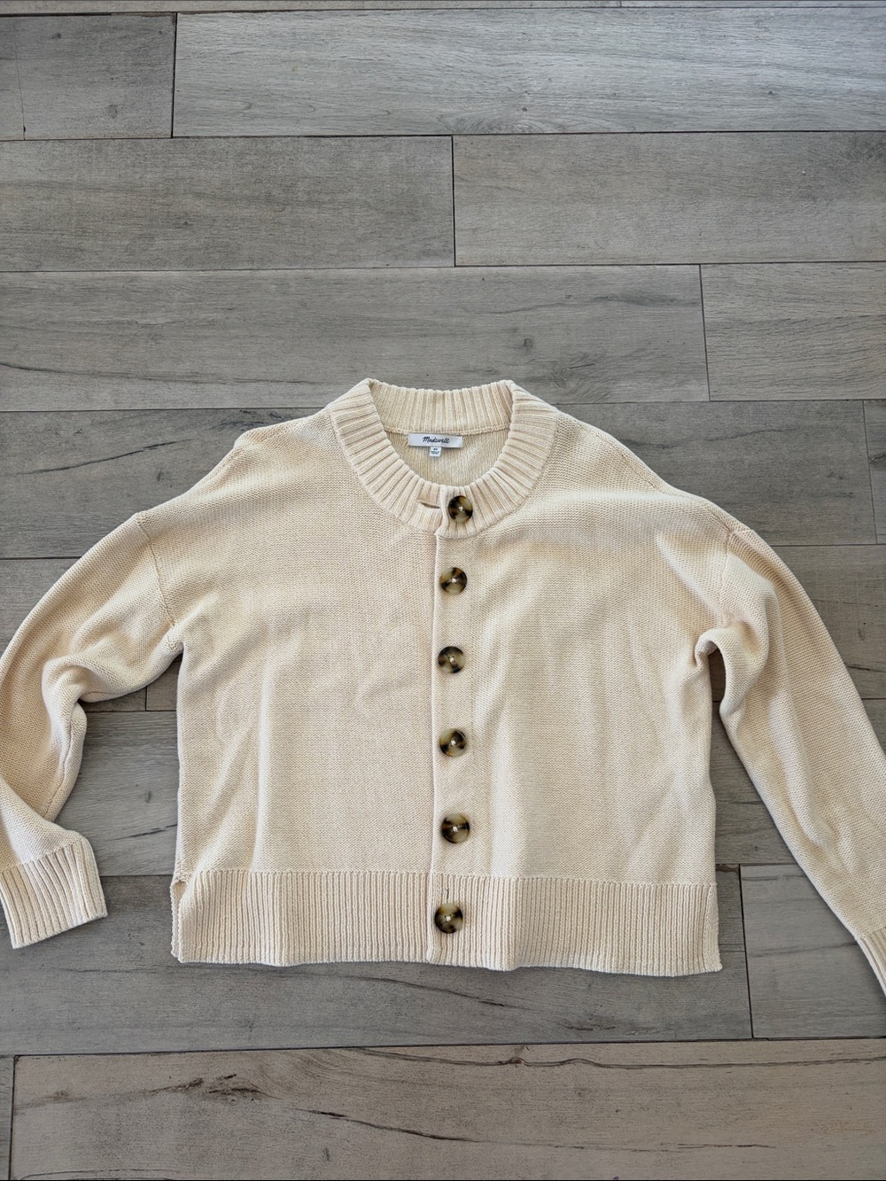 Madewell Cream Button-Up Knit Cardigan
